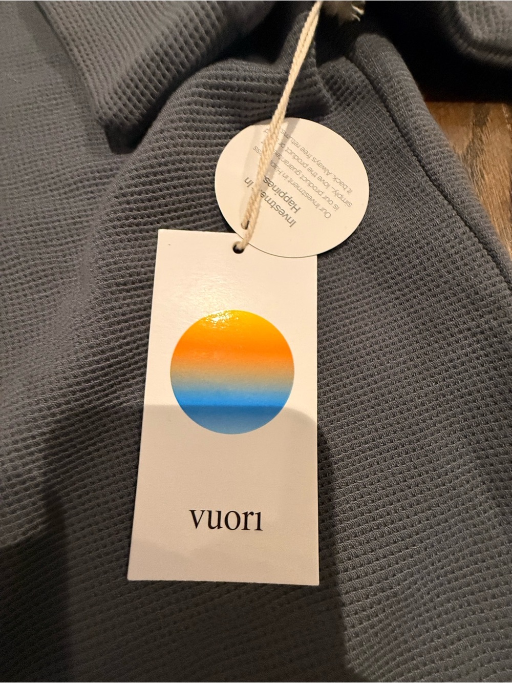 Vuori Lightweight Gray Waffle Hoodie - Picture 3 of 4